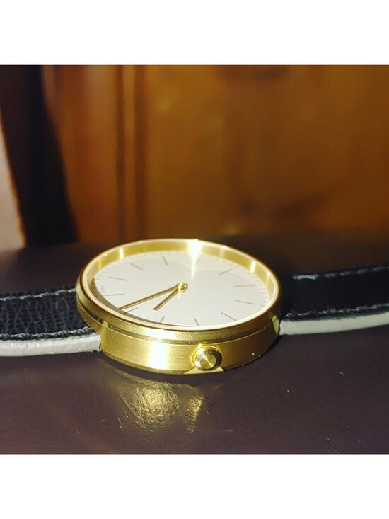 Uniform Wares Gold Watch Lugless Silhouette M35 Swiss Black Calf Leather Strap main image 13